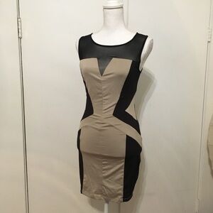 Nikibiki Black and Taupe Panel Sheath Dress